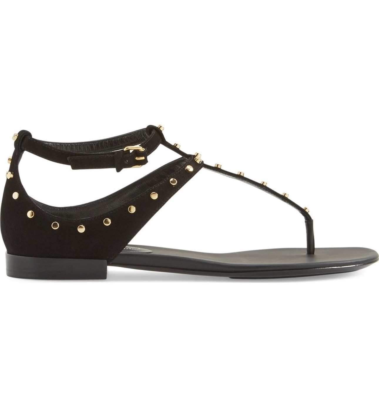25SS new/BALENCIAGA トングサンダル Sandal Black new $600 BALENCIAGA Studded T-Strap Sandal THONG SHOES GOLD