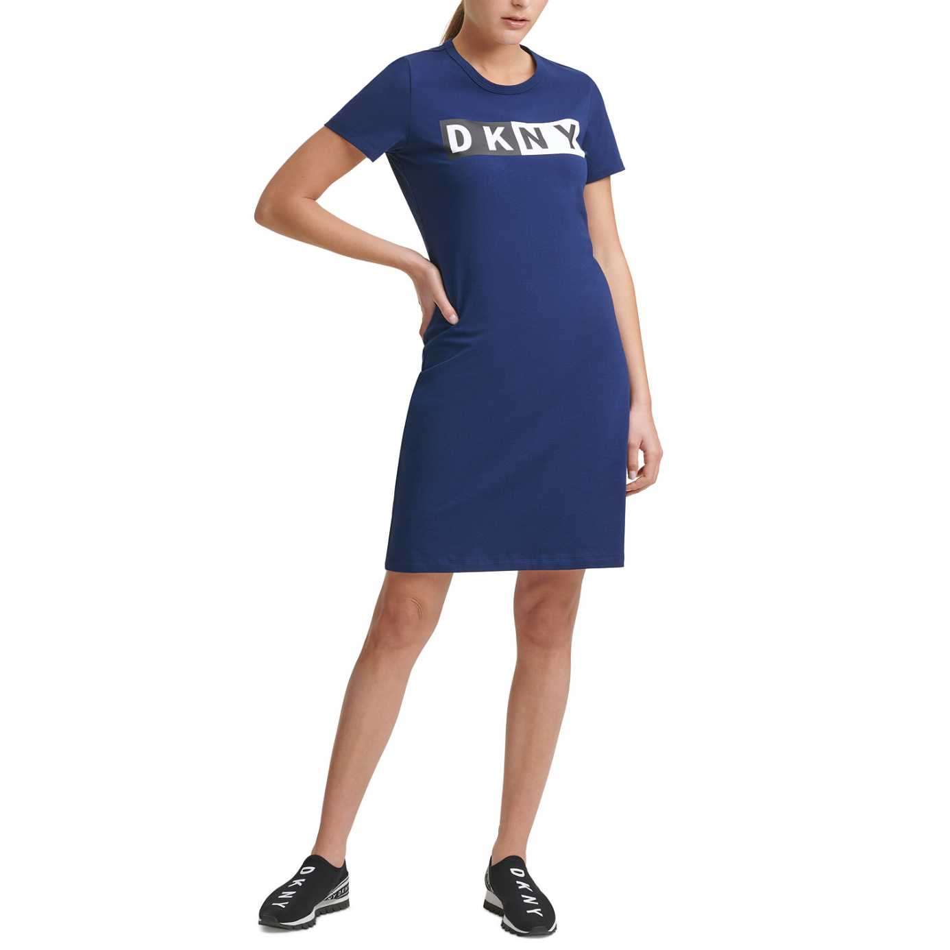 新作セール DKNY ワンピース 長袖  Scuba Shirtdress DKNY Sport Womens Navy Graphic Short Sleeve Casual T-Shirt