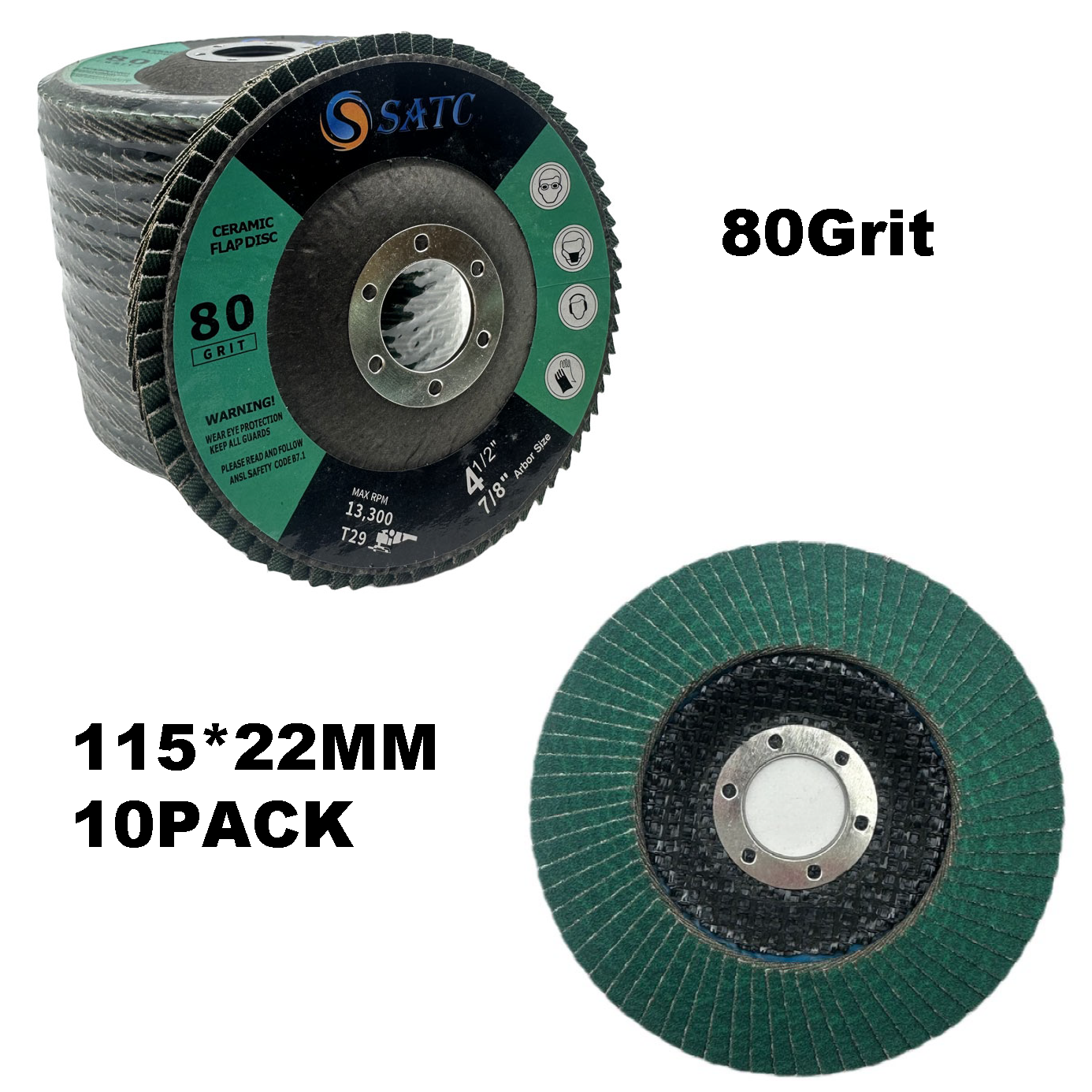 4-1/2"x7/8" T29 Ceramic Flap Disc Sanding Grinding Wheel 40 60 80 120 Grit