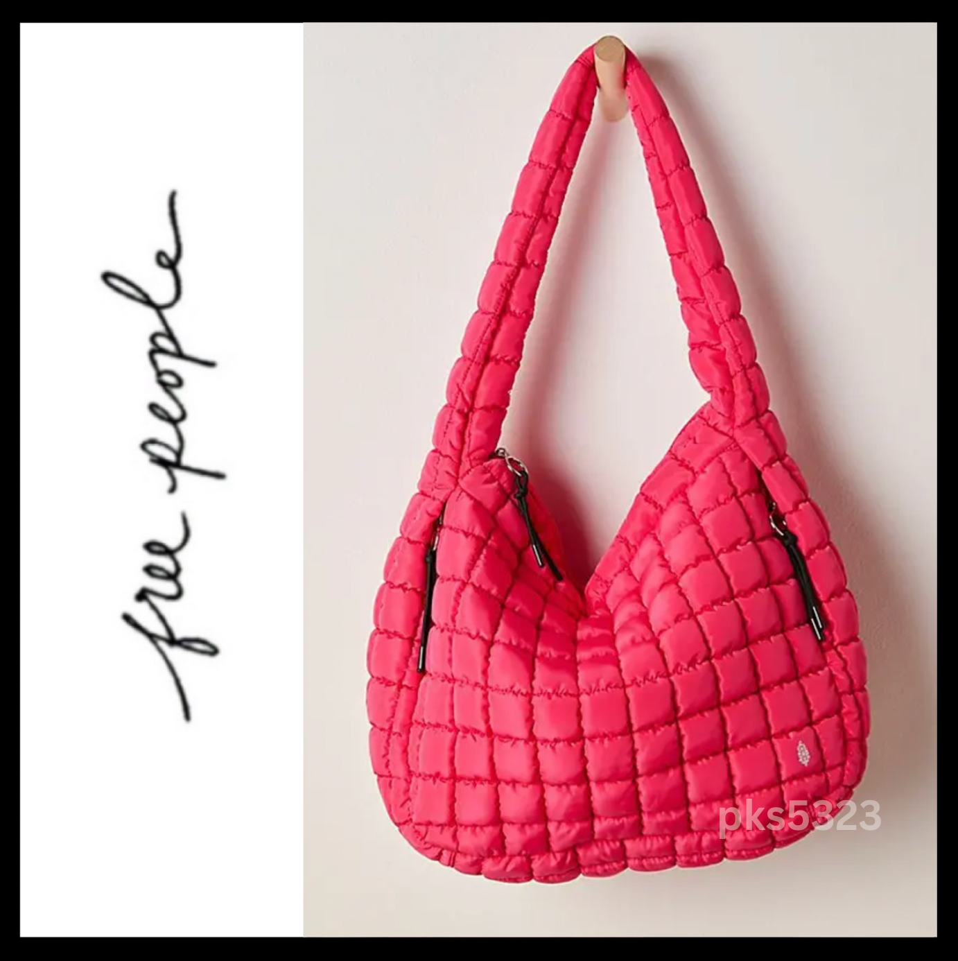 Free People Movement Quilted Carryall Tote Bag PINK MALIBU