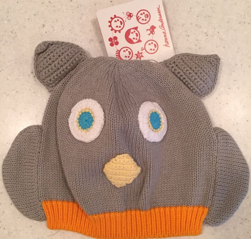 NWT $18 Hanna Andersson 100% Cotton Gray Owl Baby Cap  M Toddler Hat ~ Gift