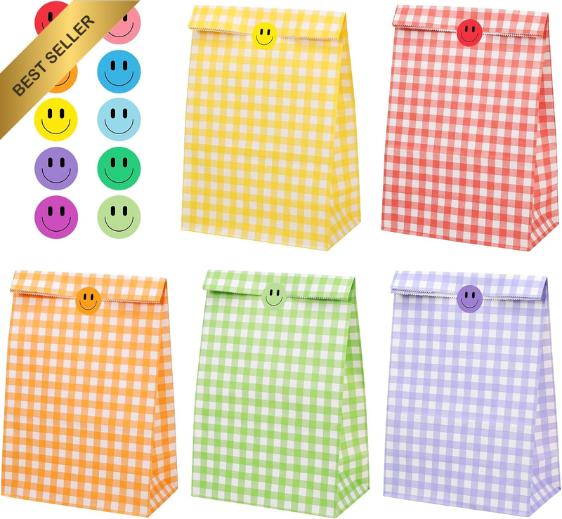 10PCS Party Gift Bags with Stickers, 9 X 5.9 X 3.1 Inches, Colorful Small Gift B