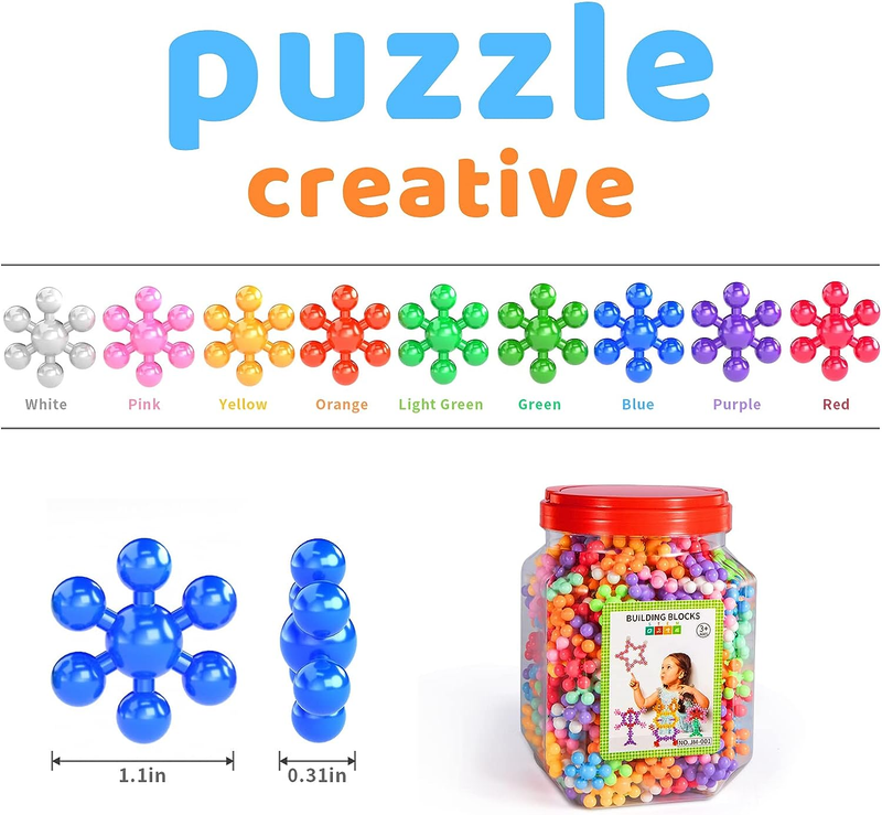 400 Pieces Building Blocks Kids STEM Toys, Interlocking Solid Plastic Educationa