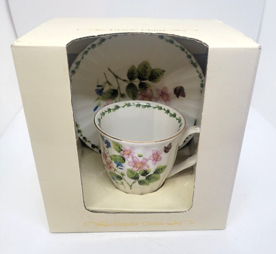 STECHCOL FLOWER MEADOW Gracie Bone China Teacup & Saucer Set Porcelain