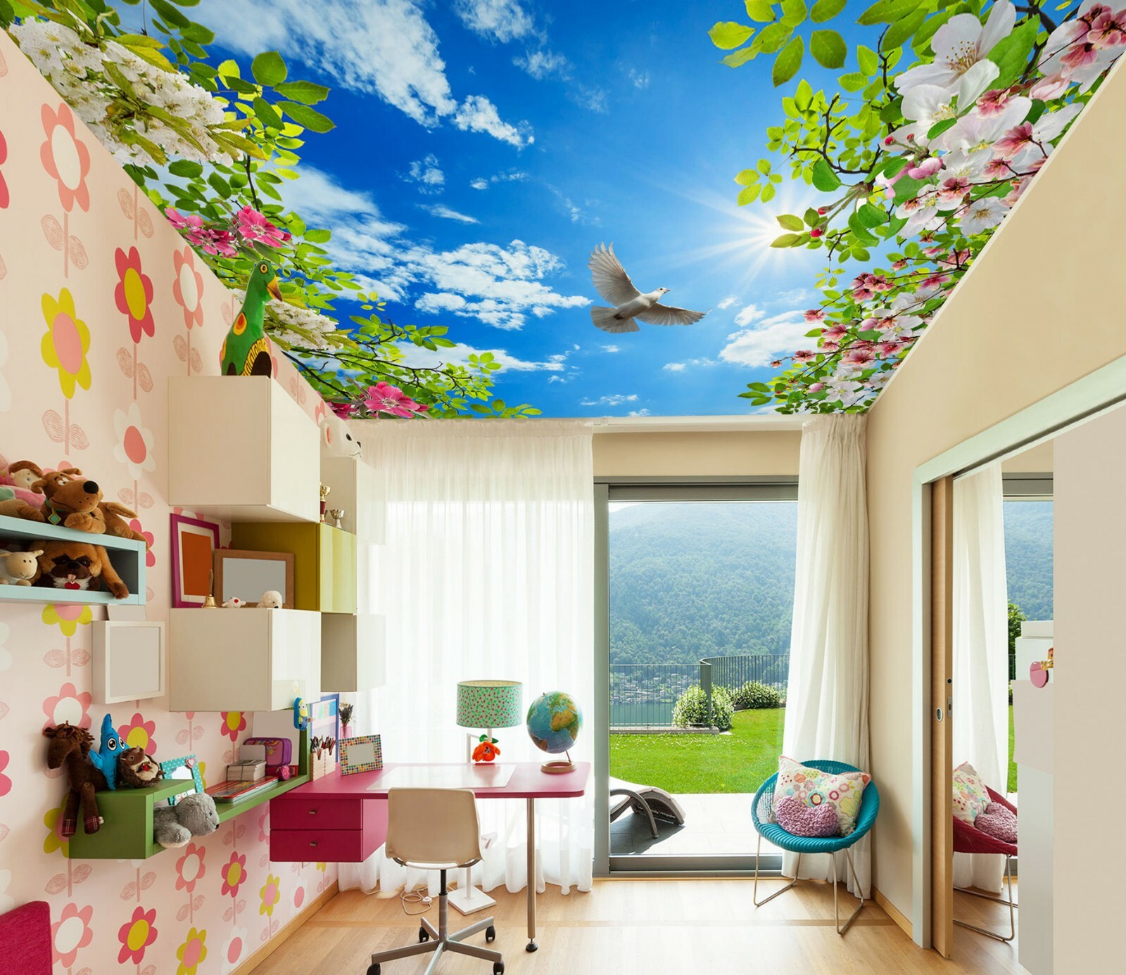 3D Sky Flower NA523 Ceiling WallPaper Murals Wall Print