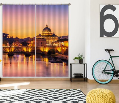 3D Night Building ZHUA1012 Photo Curtain Window Blockout Fabric Amy 2023