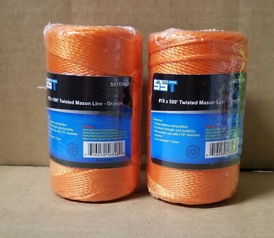 2 Rolls of Masonry Line #18 x 500' Twisted Mason Line - Orange