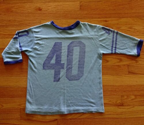 60s Vintage Rayon Cotton #40 Football Jersey T Shirt Size Youth Large