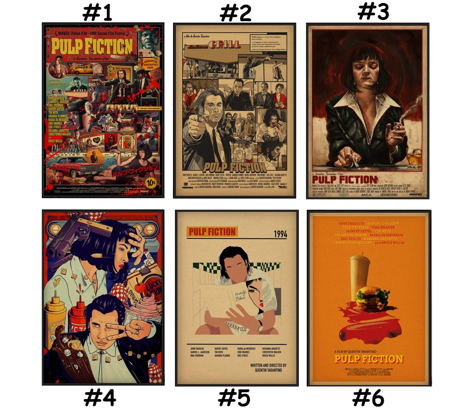 Pulp Fiction Retro Poster, Movie Wall Art | eBay