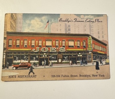 Vintage 1940s BROOKLYN New York Postcard JOE'S RESTAURANT Fulton Street 