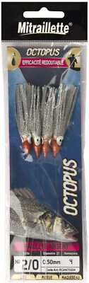 RAGOT MITRAILLETTE OCTOPUS AMO 2/0 TESTAROSSA PAILLETE ARGENT MARE TRAINA