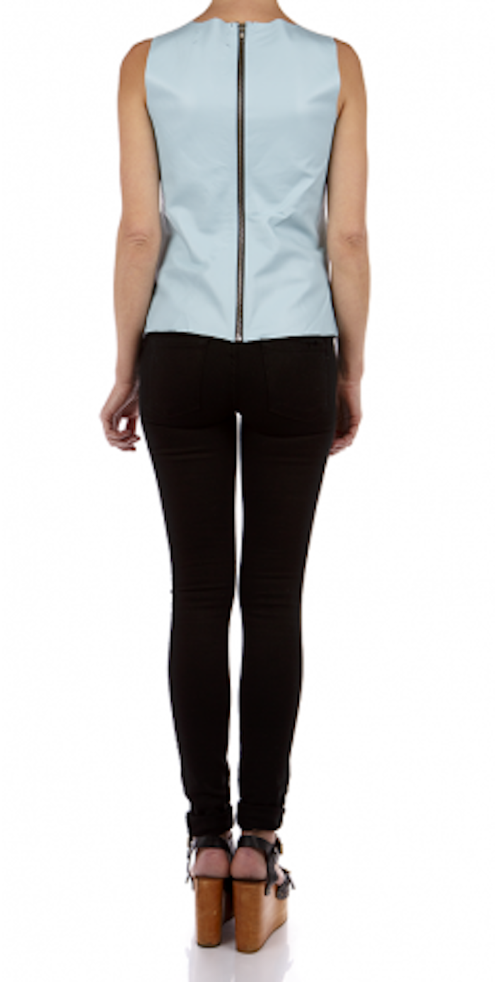 Pre-owned Patterson J. Kincaid Pjk Patterson J Kincaid Melissa Leather Shell Top Blue Size Xs