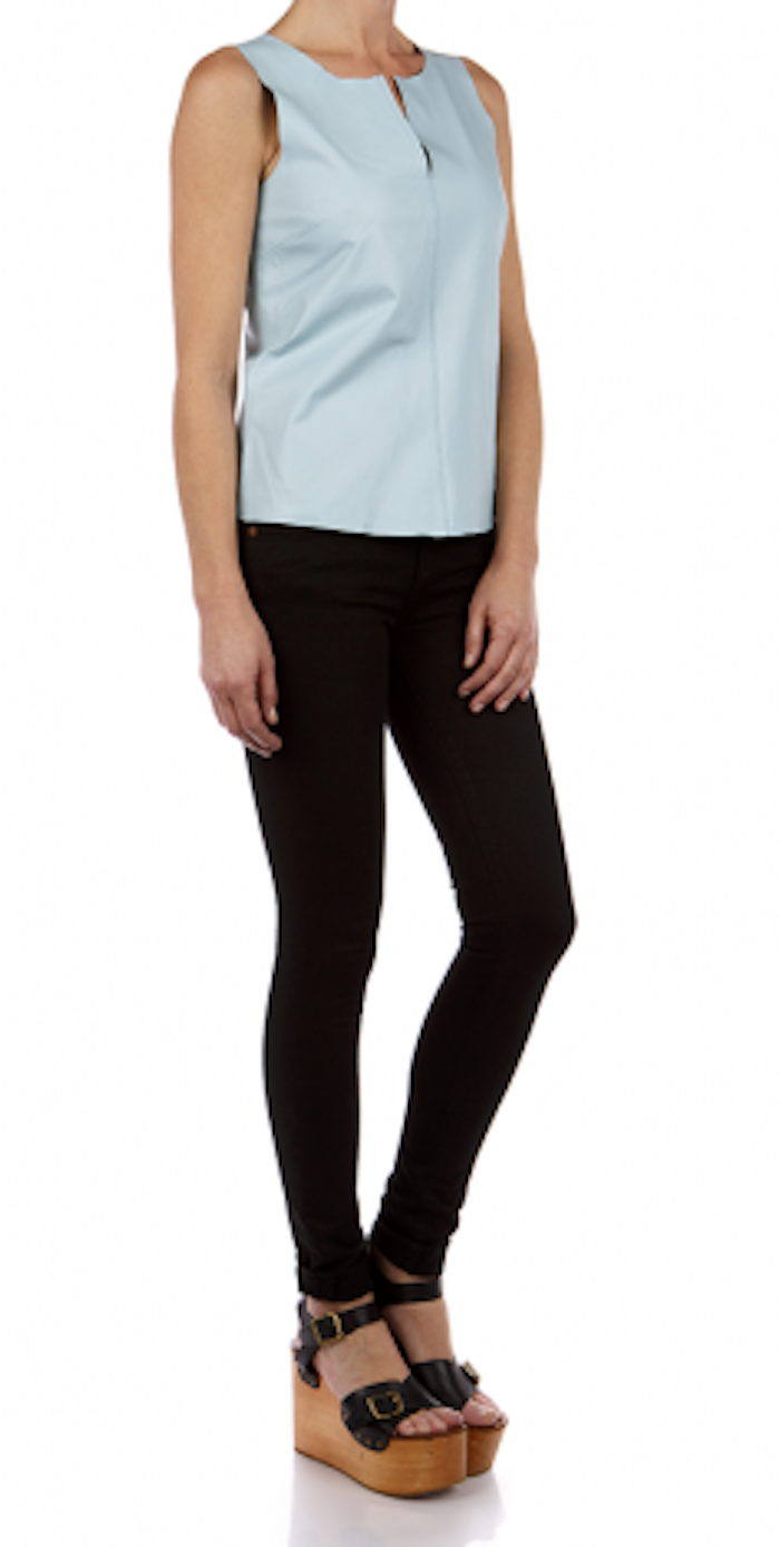 Pre-owned Patterson J. Kincaid Pjk Patterson J Kincaid Melissa Leather Shell Top Blue Size Xs