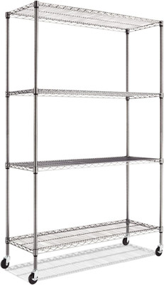 Complete Wire Shelving Unit W/Caster, 48'' X 18'' X 72'', Black Anthracite