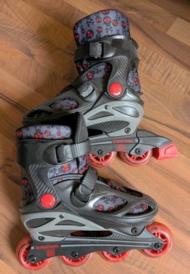 Roller Derby Inlineskates Totenköpfe Rot Grau Inliner