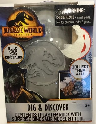 JURASSIC WORLD DOMINION Dig & Discover Plaster Rock Surprise Dinosaur 3  Toy