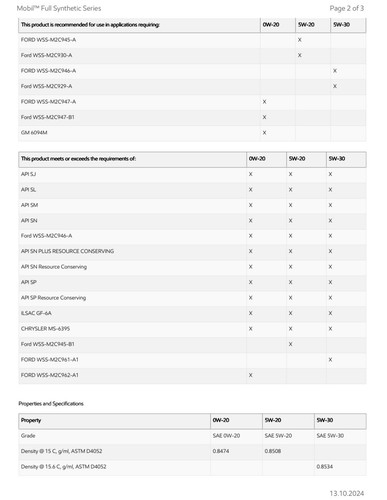 Motor Oil 5W30 Full Synthetic  Mobil 6 Quarts