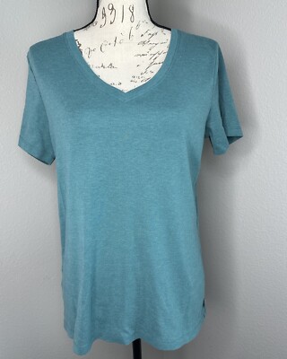 Eddie Bauer Teal V Neck Short Sleeve T Shirt. XL