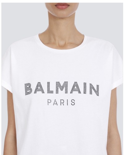 BALMAIN ロコ刺繍スイムTシャツ BWM0215700 001 Balmain Logo Button Raglan Stretch T-Shirt | Saks Fifth Avenue