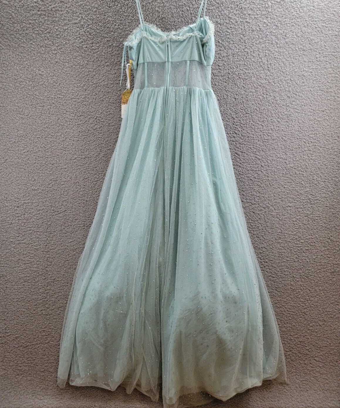 Say Yes to the Prom Rhinestone-Embellished Mesh-Waist Gown Juniors' 7/8 Seagreen - Picture 9 of 15