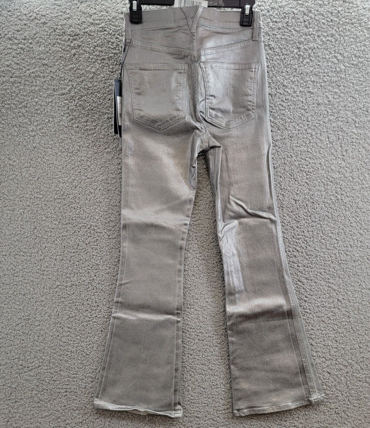 Veronica Beard Carson Coated Flared Ankle Jeans Women's 25 Light Gunmetal - Picture 12 of 18