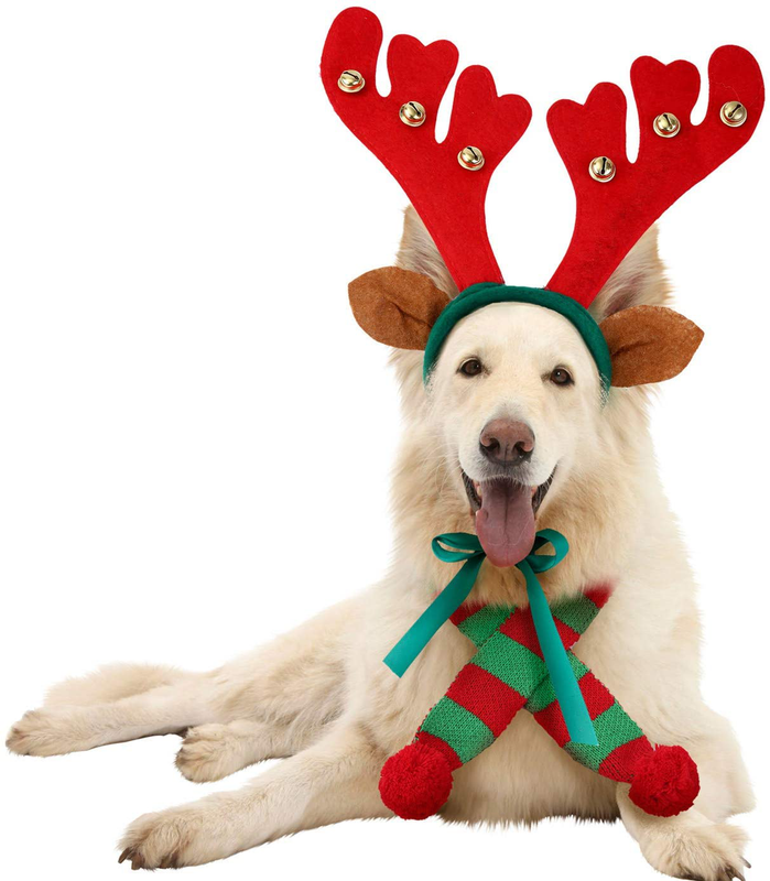 Jpb Reindeer Antlers Headband For Dog,Christmas Doggie ...