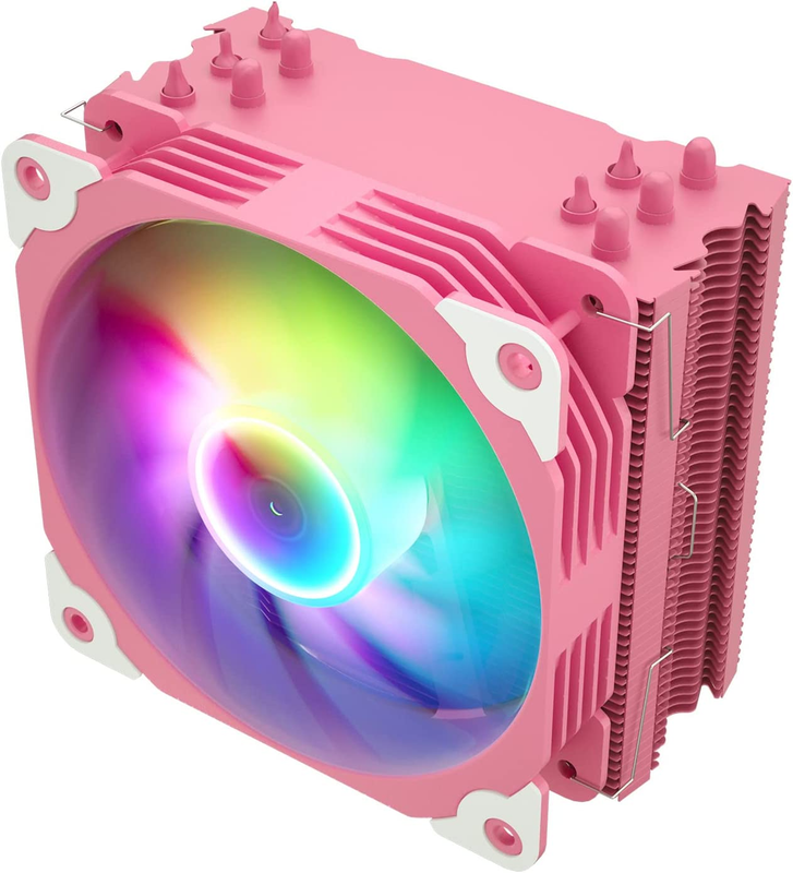 V5 Pink CPU Cooler, 120Mm 5 Heat Pipes Addressable RGB & PWM Air Cooler