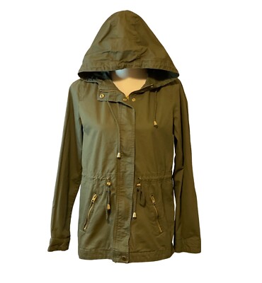 Outer Edge Womens Medium Green Utility Canvas Jacket Drawstring Corpcore - READ