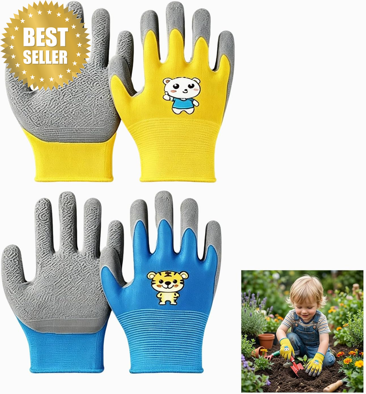 2 Pairs Gardening Gloves,Latex Rubber Gloves Waterproof Puncture Resistant Non-S