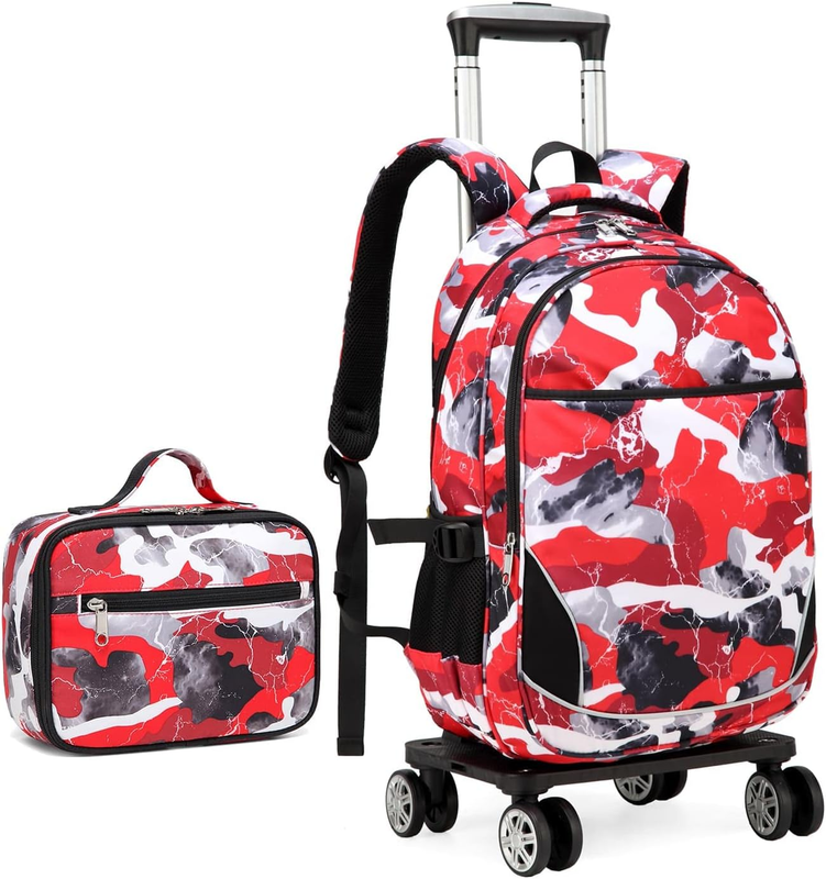 BLUEFAIRY Kids Rolling Backpack with Insulated Lunch Bag for Boys Girls Elementa