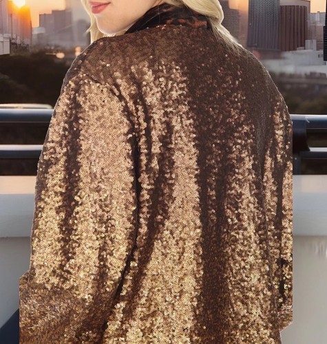 Pre-owned Johnny Was Xl 1x Kimono Silk Velvet & Sequin Gold & Leopard Jacket Wrap Coat