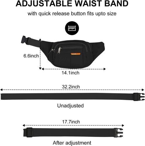 Men Women Fanny Pack Belt waist Bag Cross body Sling Shoulder Travel Sport Pouch