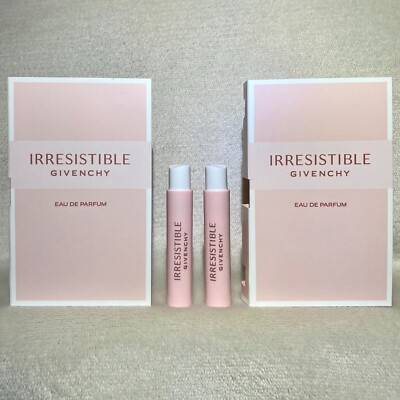 2x Givenchy IRRESISTIBLE Eau de Parfum EDP Sample Sprays .03oz, 1ml New w/ Cards
