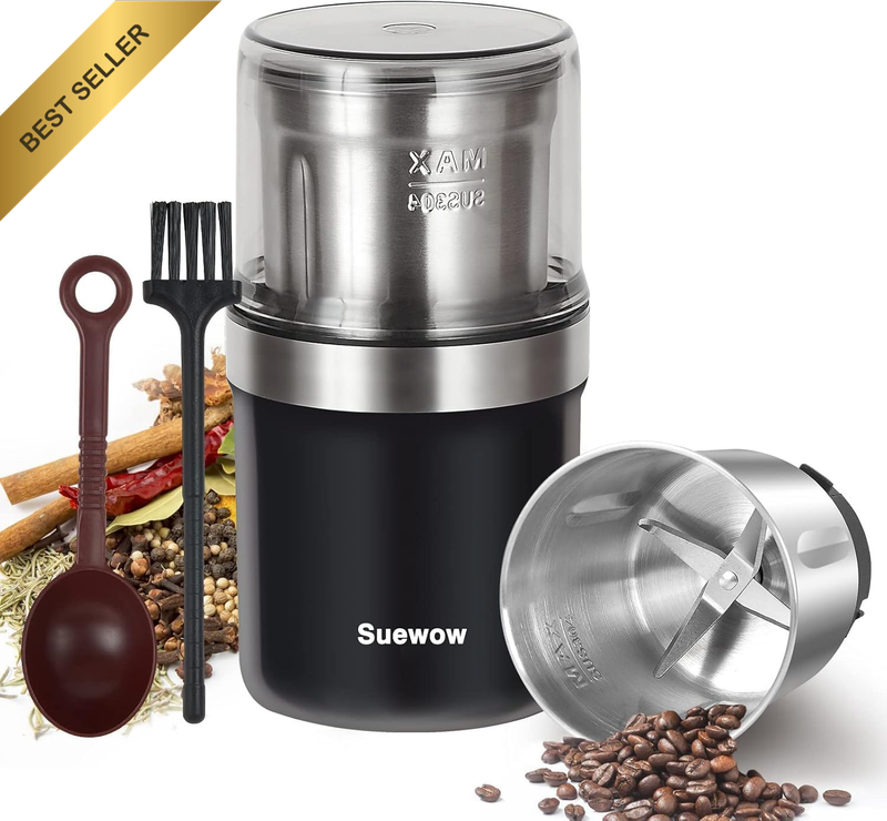 Electric Coffee Bean Grinder Spice Nut Herb Mill Stainless Steel Black
