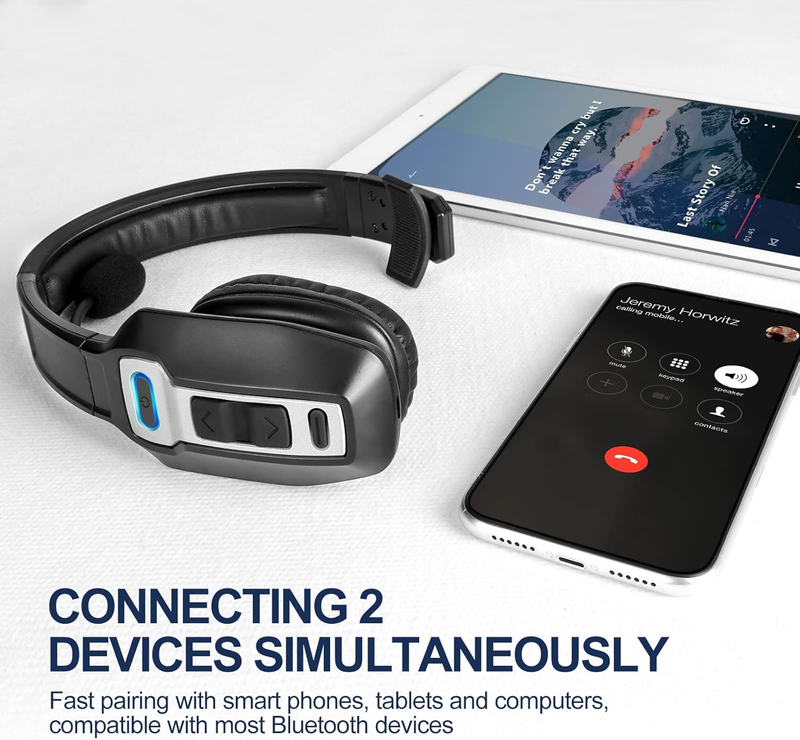 Trucker Bluetooth Headset, V5.2 Wireless Headset with Upgraded Microphone AI Noi