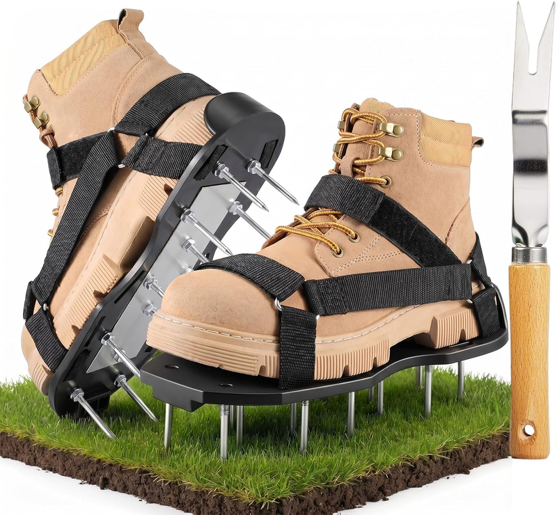 Lawn Aerator Shoes Pre-Assembled - 26 Heavy Duty Steel Spikes (2.4"), Stainless