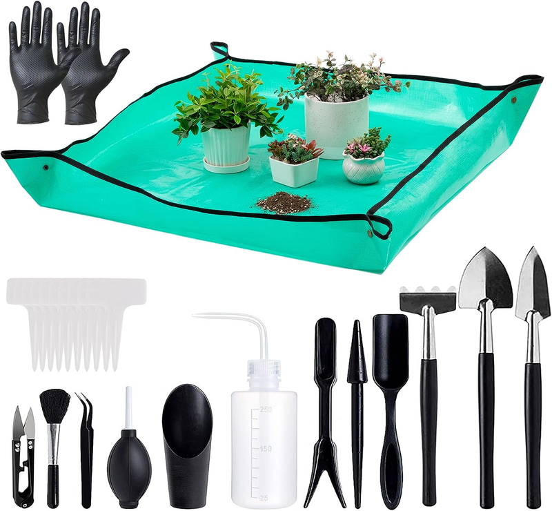 25 Pcs Succulent Garden Tools Set Indoor Plant Repotting Mat Bonsai Cactus Gift