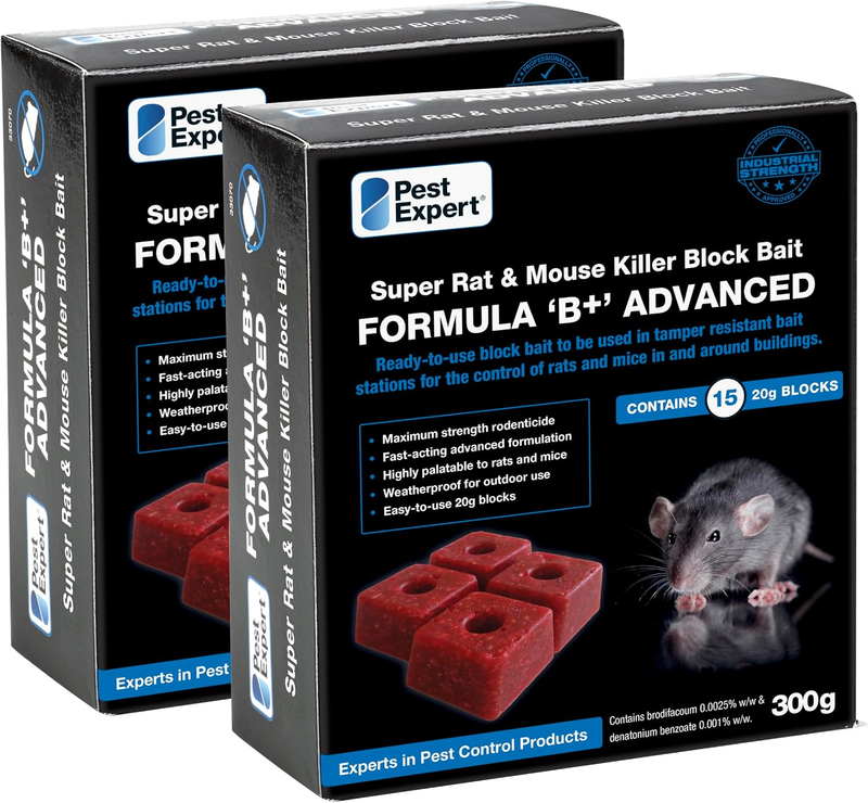 Pest Expert Formula B+ 600G Rat & Mouse Killer Poison Bait Blocks (2 X 300G) - S