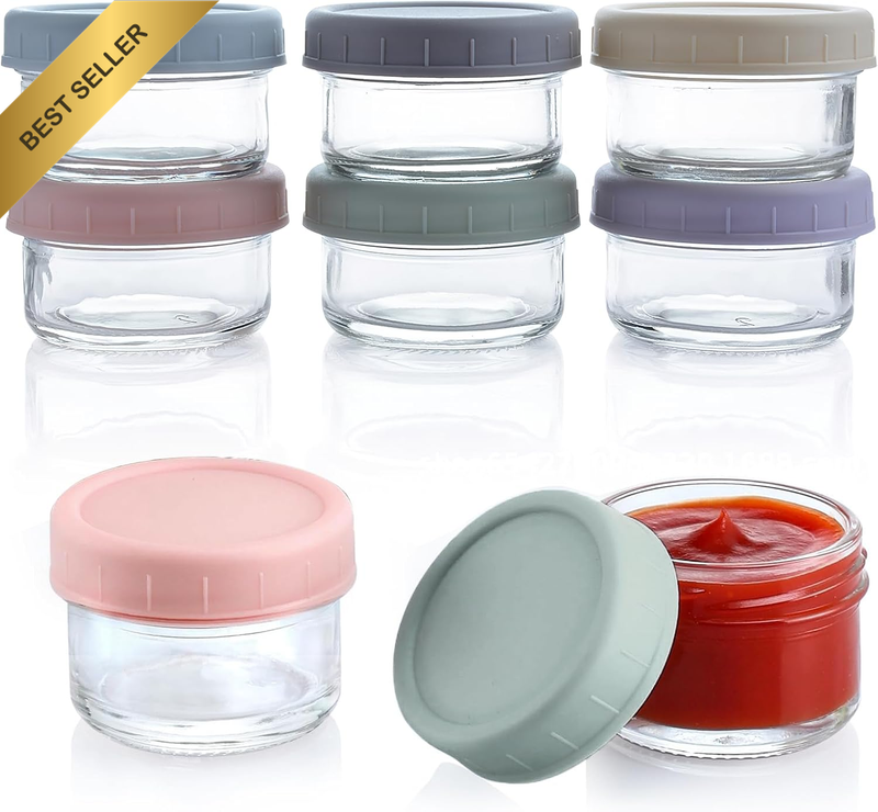 6 Pcs Salad Dressing Container to Go, 1.7 Oz Glass Small Condiment Container wit