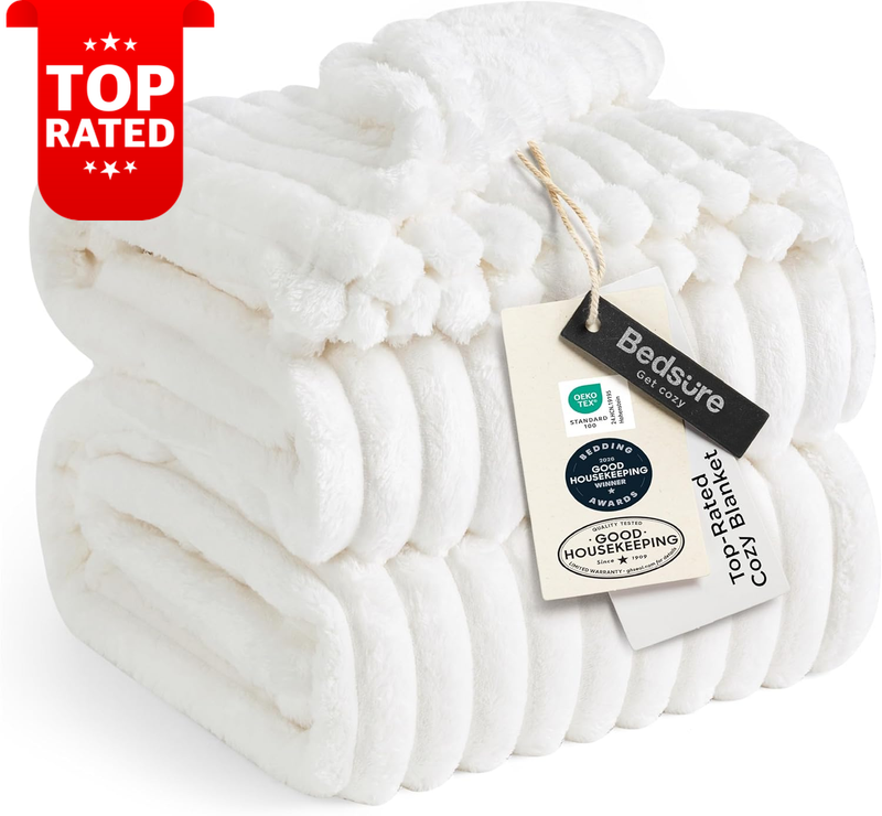 King Bed Fleece Blanket Throw Soft White Room Decor 274x228cm Warm Winter Cozy