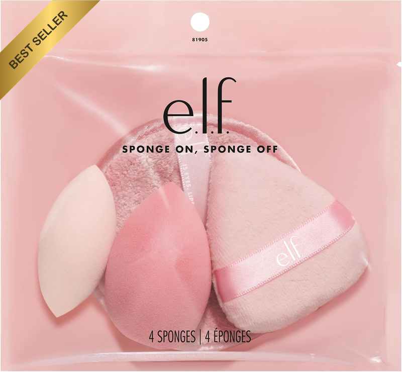 Sponge On, Sponge off Kit, Four-Piece Makeup Sponge Set for Flawlessly Applying,