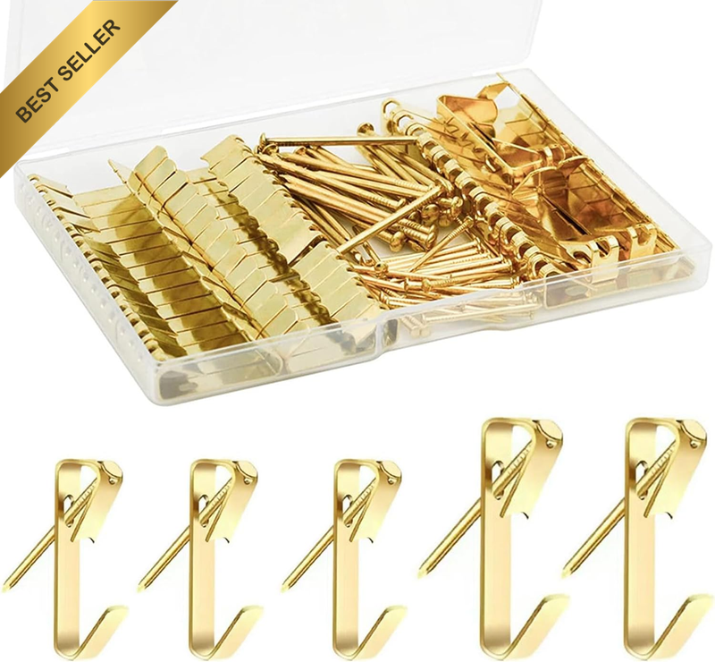 Picture Hanging Kit, 100 Pcs Picture Hooks for Hard Wall,30Lb,50Lb Heavy Duty Ra