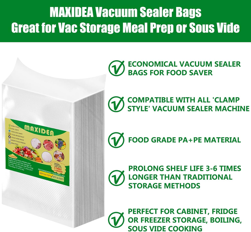 Vacuum Sealer Bags 100 Quart 8" x 12" Food Saver Bag Seal a Meal Commercial Grad
