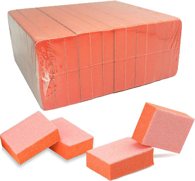 Nail Buffer Mini Block File 80/100 Grit Disposable Bulk, 130 Count (Orange)