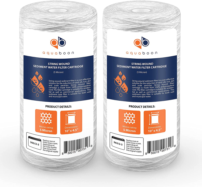 5 Micron Water Filter 10 x 4.5 inch - String Wound Water Filter for Whole House