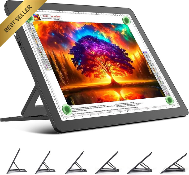 Rechargeable A3 Light Board with Stand, Super Bright Magnetic Light Pad with Sid