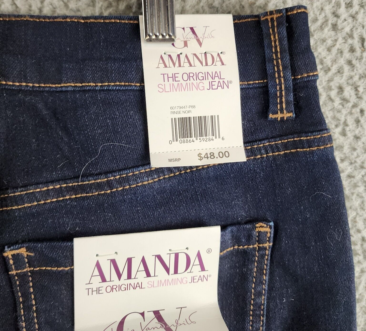 Gloria Vanderbilt Petites High-Rise Straight Leg Jeans Women's 10PS Rinse Noir~ - Picture 15 of 15