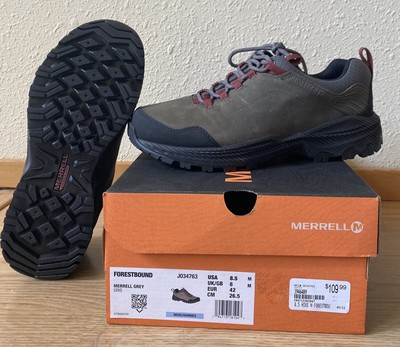 NIB Merrell Forestbound Hiking Shoes Grey Leather / Mesh Mens Size 8.5