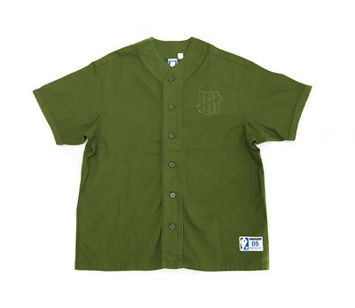New Undefeated 5 Strike Embroidered Logo Sateen Baseball Jersey Large Olive Drab