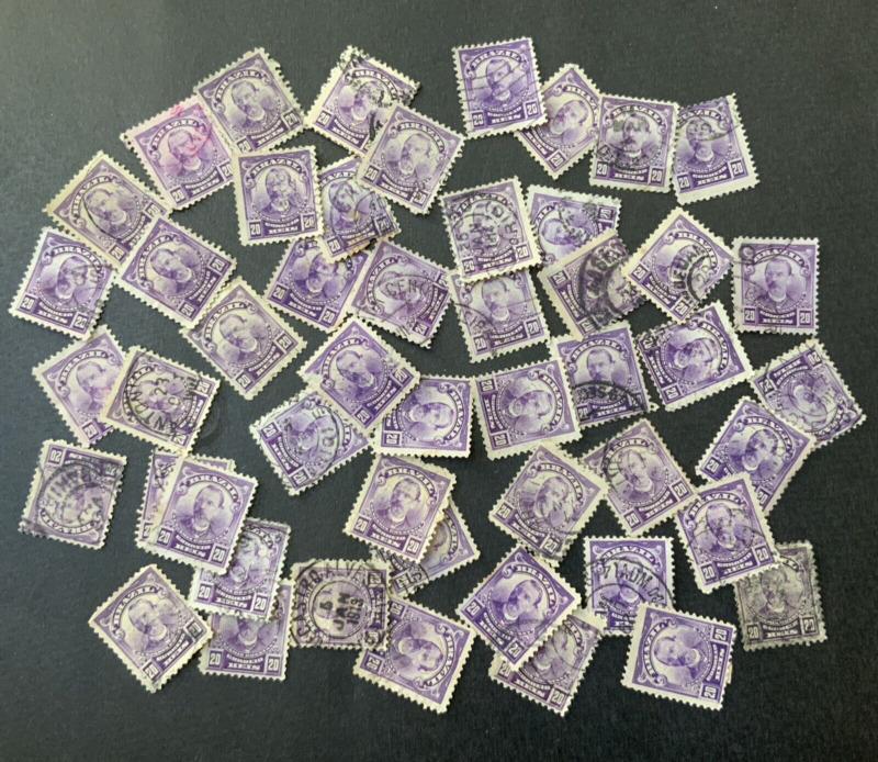 Craft Collage Junk Journal Vintage Postage Stamp Purple Brazil Lot of 50 Art